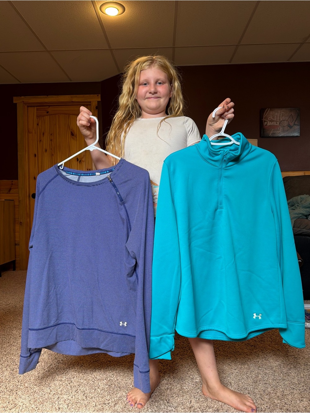 Under Armour Purple Long-Sleeve Top & Teal Quarter-Zip Pullover